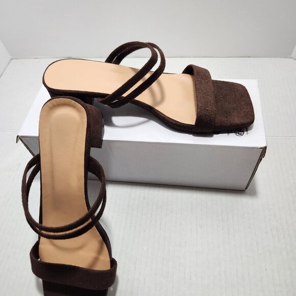 Square-toe Double Strap Block Heel Dress Sandals - Picture 2 of 9